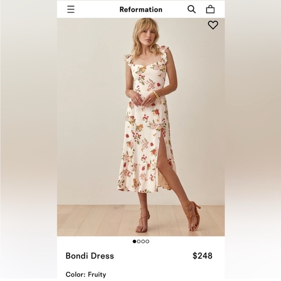 New Reformation Bondi Midi Georgette Side Slit Dress Floral Fruity Size 2 - Picture 10 of 16